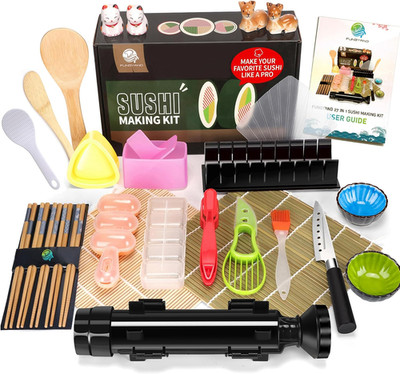 Sushi Making Kit, 27-In-1 Complete Sushi Set | with Bazooka Roller, Nigiri & Mus