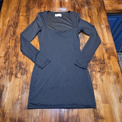 Princess Polly Back In Time Long Sleeve Mini Dress Black SZ 4 Preppy Going