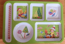Disney JCPenney Vtg Winnie The Pooh Children s Christmas Multi-Food Tray
