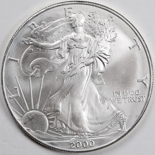 2000 American Silver Eagle (BU) - AUTHENTIC - In a Capsule to Protect It!
