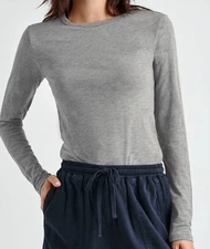 Brand New Splendid Eva Long Sleeve Slub Crew Neck Tee Top Heather Gray $58 XL