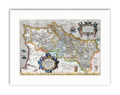 MAP ANTIQUE PORTUGAL IBERIA ATLANTIC Picture Canvas art Prints