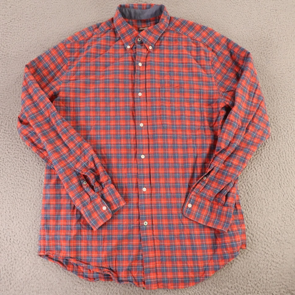 Camisa J McLaughlin Para Hombres L Azul Rojo Pastores Cuadros 100% Algodón Sarga Franela Foto 2 de 4