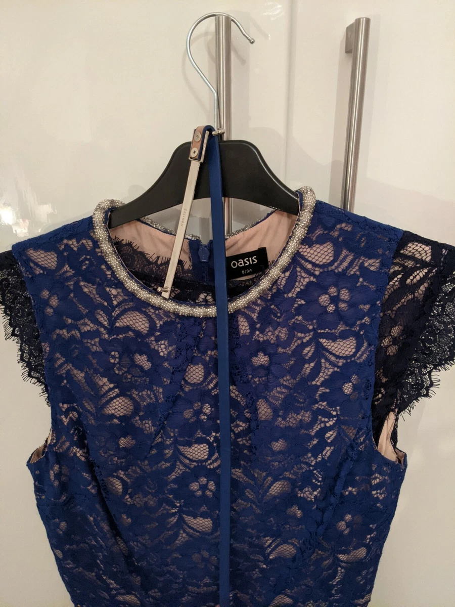 Oasis blue lace clearance top bloom skater dress