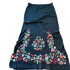 99 Double D Ranch Black Maxi Juanita Skirt Embroidered Floral NWT $210 M