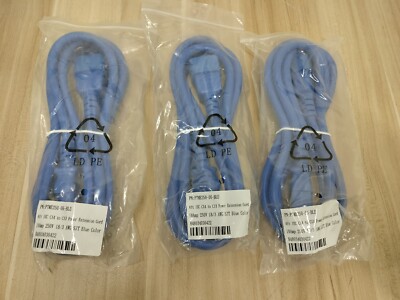3x YUNG LI 6ft IEC C14 to C13 power Extension Cord 10Amp 250V 18/3 AWG - BLUE