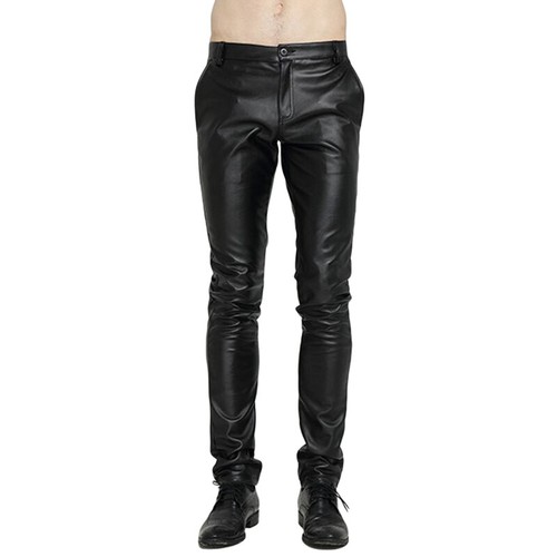 Herren Kunstlederhose gerades Bein schmale Hose Nasslook Freizeit Party Tanz - Bild 10 von 16