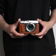 Real Leather Camera Bag Protect Case Cover Base Grip For Fuji X-E4 Fujifilm XE4