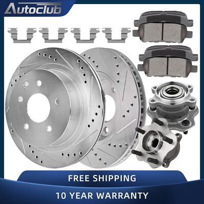 Rear Disc Brake Drilled Rotors Ceramic Pads Wheel Hub Bearing Kit for Rogue Juke