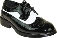 Vangelo Boy Dress Shoe Tab-3Kid Oxford Formal Tuxedo for Prom  Wedding Blk/Wht