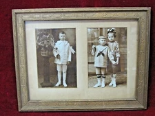 Adorable Framed under Glass Photograph Chidren in Victorian Era Clothing CUTE!