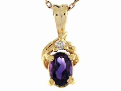 14k Gelbgold Granat Diamant Akzent klein 1,56cm Plättchen Charm Anhänger