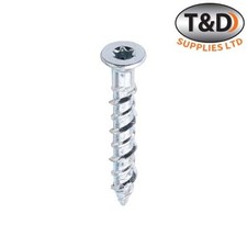 100Pack Zinc Masonry Screws TX Countersunk - 6.0x40 Concrete, Brick&Stone Fixing