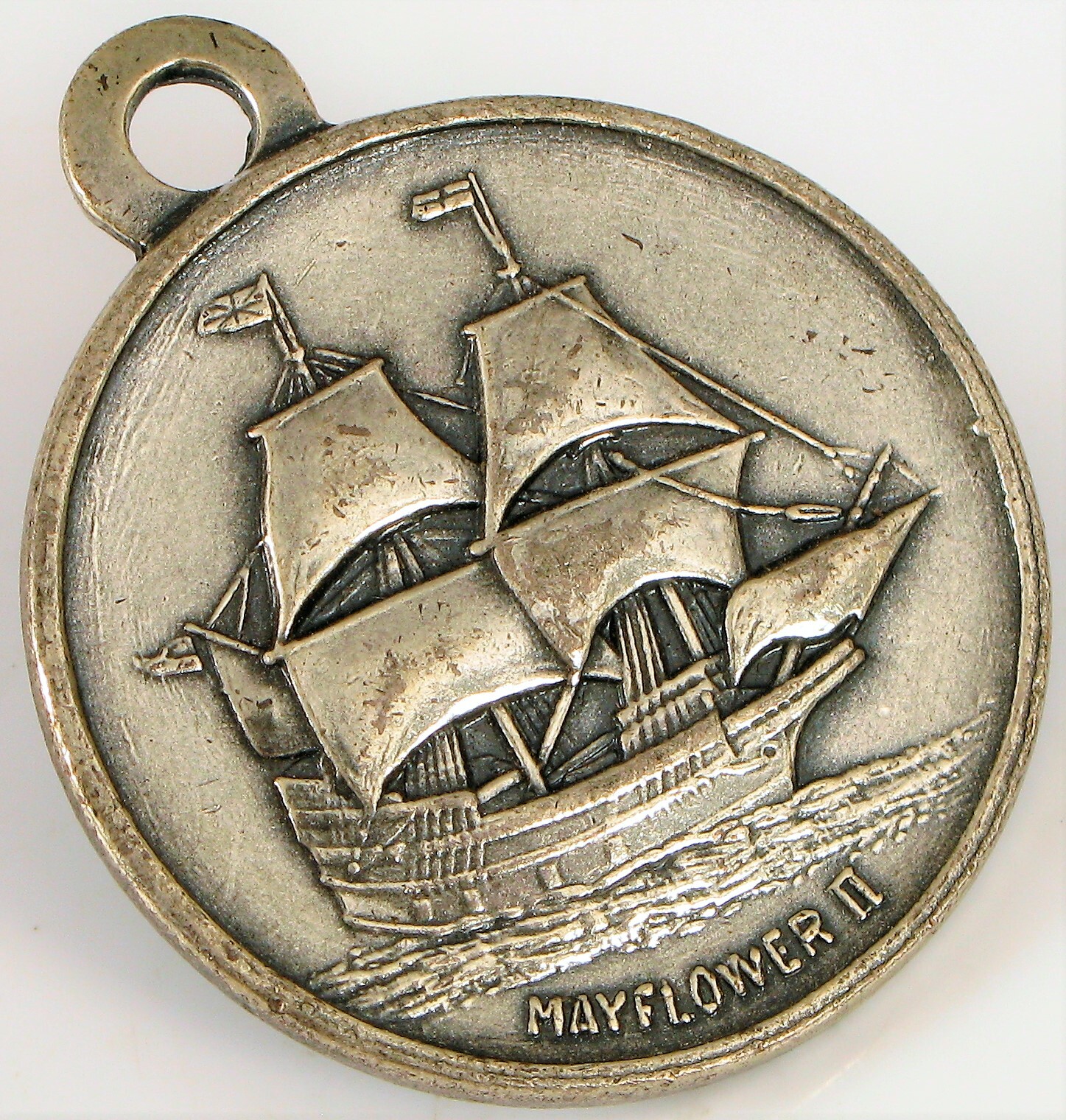 VTG DESIGNER BATES & KLINKE SOUVENIR KEY CHAIN WATCH FOB MAYFLOWER II