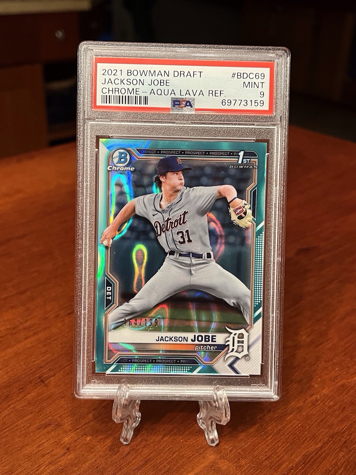 2021 Bowman Draft #BDC69 Jackson Jobe Chrome-Aqua Lava Ref. PSA 9