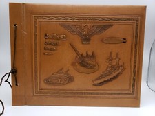 Vintage leather embossed Military Theme Photo Album Scrapbook Cover 13.5" 10.5"