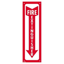 Cosco Sign, Glow in Dark, FIRE Extinguisher, 4" x 13", Red and White (098063)