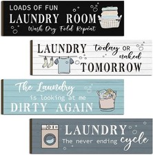 Funny Multi Color Laundry Room Sign Decor Set Of 4 Humorous Wall Art
