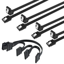 4-Pack Right-Angle SATA III Data Cables IDE to SATA Power Splitter Cable