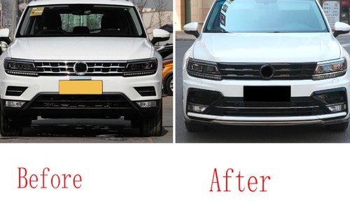 Gloss Black Front Center Grille Grill Strip Trim For Volkswagen Tiguan 2018-2021 - Picture 2 of 6