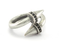 Nail Ring Adjustable Ring Antique Silver Plated Brass(16.5mm 6US inner size)2622