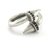 Nail Ring Adjustable Ring Antique Silver Plated Brass(16.5mm 6US inner size)2622