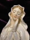 Vintage ARTMARK MADONNA VIRGIN MARY PRAYING WHITE GOLD CANDLE HOLDER VASE JAPAN — photo 6