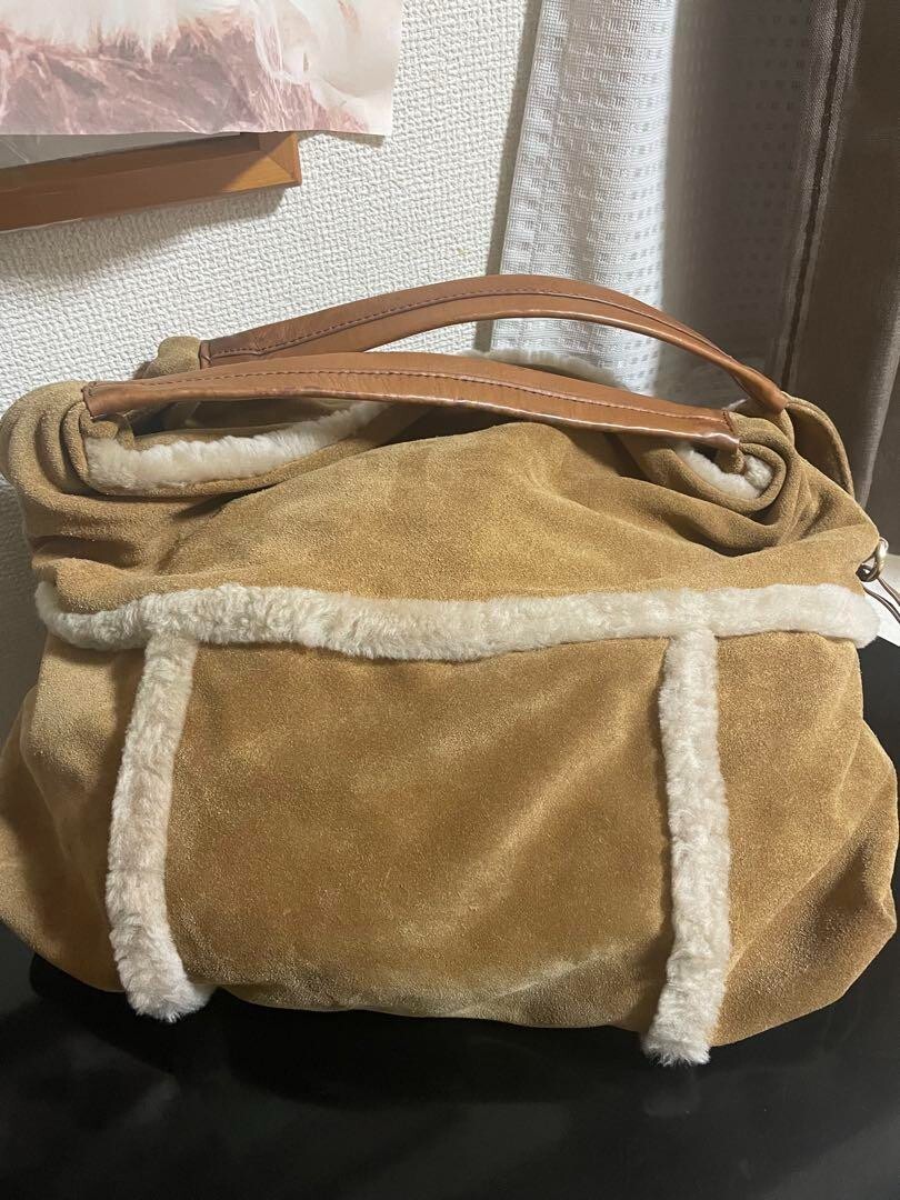 UGG Australia Shearling Handbag Purse Suede in Beige USED Good Condition