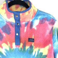 Simply Southern Women Medium Tie Dye Fleece Snap Pullover Colorful Soft Euc