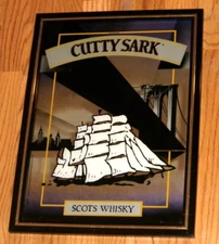 Vintage CUTTY SARK SCOTS WHISKY New York Skyline Mirror/Sign 20.25" x 15.25"