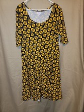 NWT LuLaRoe Womens Blue with Yellow Pattern Round Neck A Line Dress Size 3XL