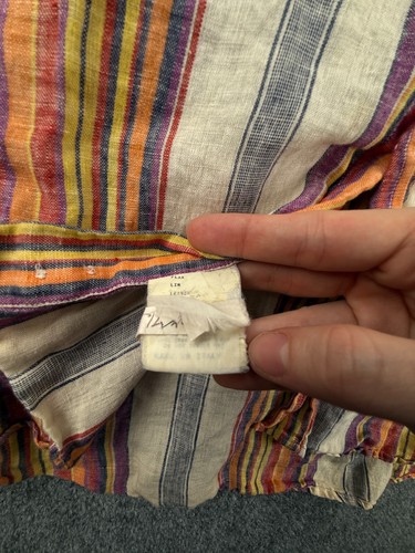 Etro Milano Italy Langarm Hemd Leinen gestreift bunt Knopfleiste Logo XL - Bild 11 von 24