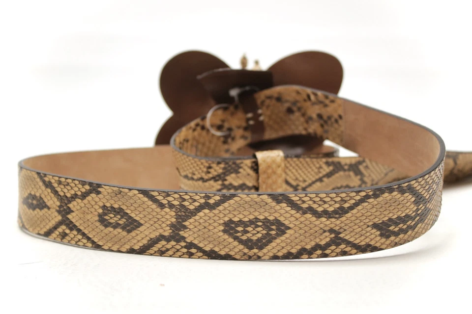 Michael Kors Womens Real Python Belt XS Genuine Snakeskin Flower Slide Italy - Image 4 of 4