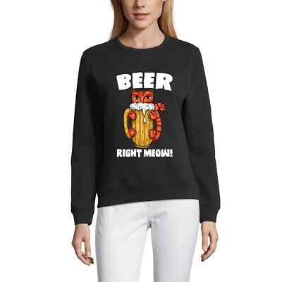 ULTRABASIC Damen Sweatshirt Print Grafik Bier Straight Miaou - Lustiges Kätzchen