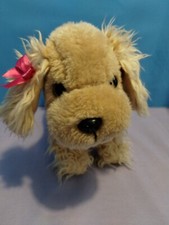 Battat Cocker Spaniel Puppy Dog 9" Plush Tan Pink Bow Stuffed Animal Toy
