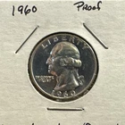 1960 Washington Quarter Proof 65 90% Silver Coin. Beautiful Mirror Finish.