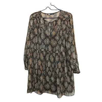Zara earth tones brown tan chiffon dress lined long sleeve above knee lace-up L | eBay Zara earth tones brown tan chiffon dress lined long sleeve above knee lace-up L | eBay