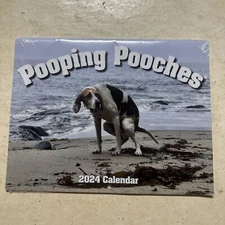 2024 Pooping Pooches Dog Calendar, White Elephant Gag Gift Exchange Yankee Swap