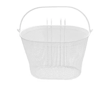 ALTALINE 14" LONG OVAL SHAPE BICYCLE FRONT WHITE STEEL MESH BASKET.