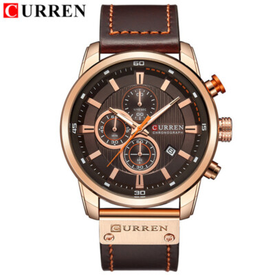 CURREN Men Watches Top Brand Business Leather Watch Male Chronograph Wristwatchs