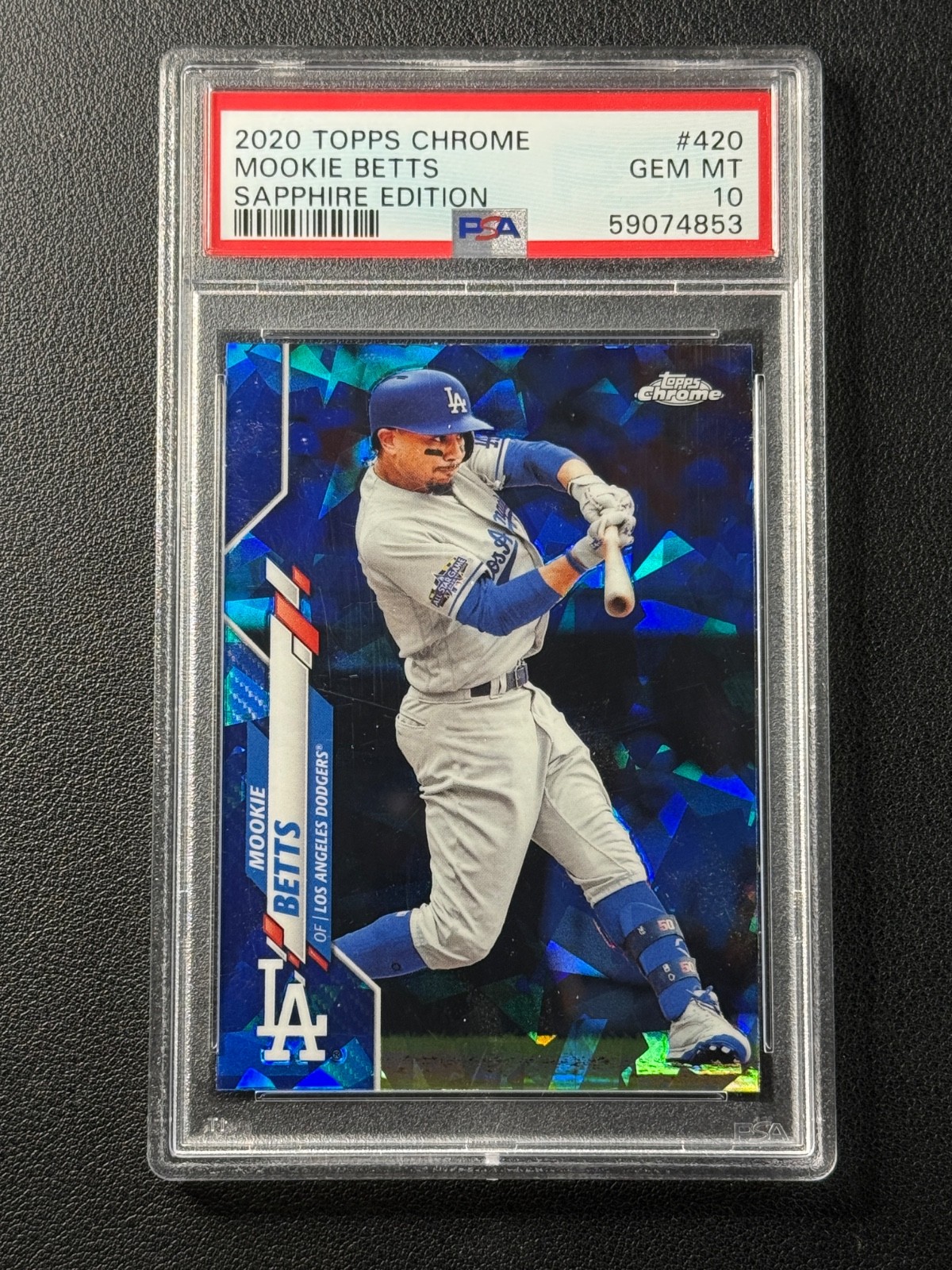 POP 34 MOOKIE BETTS PSA 10 2020 TOPPS CHROME SAPPHIRE BASEBALL #420 DODGERS GEM