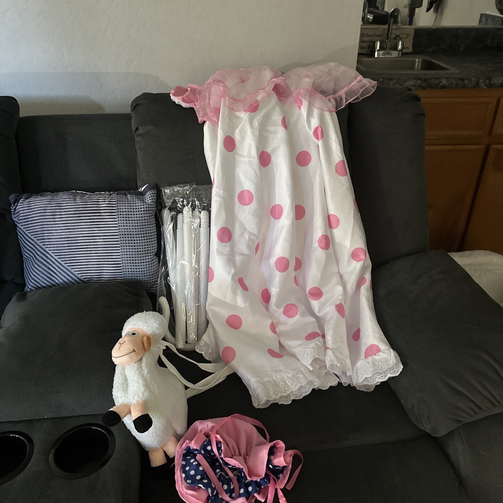 Mujer Talla Pequeña Little Bo Peep Disfraz Vestido Gorro y Lazo