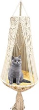 Hanging Cat Bed with Cushion-Macrame Hammock for Indoor Outdoor Home Decor,Boho