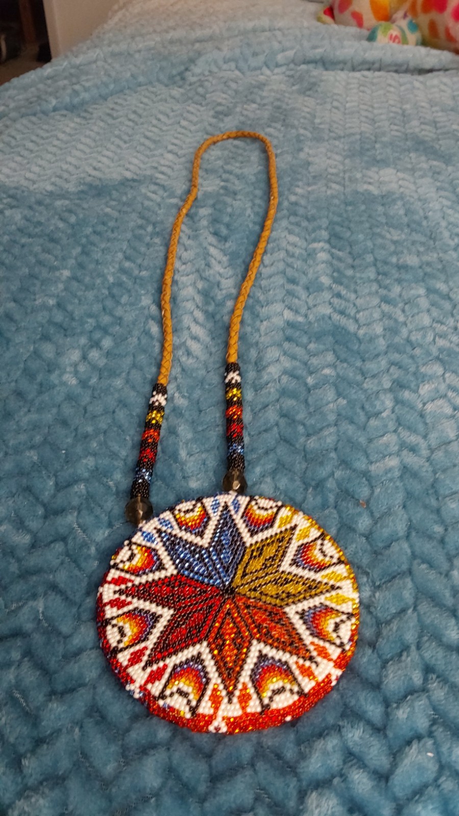 Handmade Seed Bead Medallion Pendant Necklace