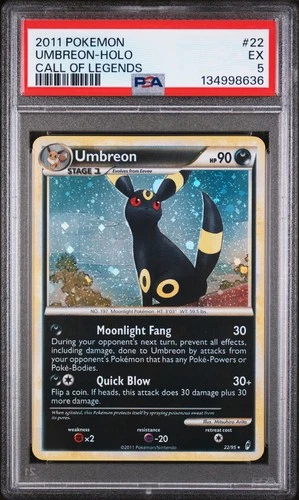 2011 POKEMON CALL OF LEGENDS #22 UMBREON-HOLO PSA 5