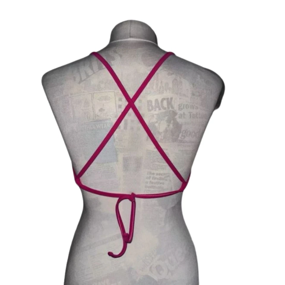 Top de bikini Patagonia para mujer pequeño rosa amarillo traje de baño estampado de espalda cruzada surf Foto 4 de 4