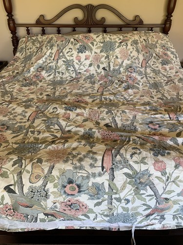 Pottery Barn King Duvet Cover 100% Cotton Organic Soft Birds Floral Colorful