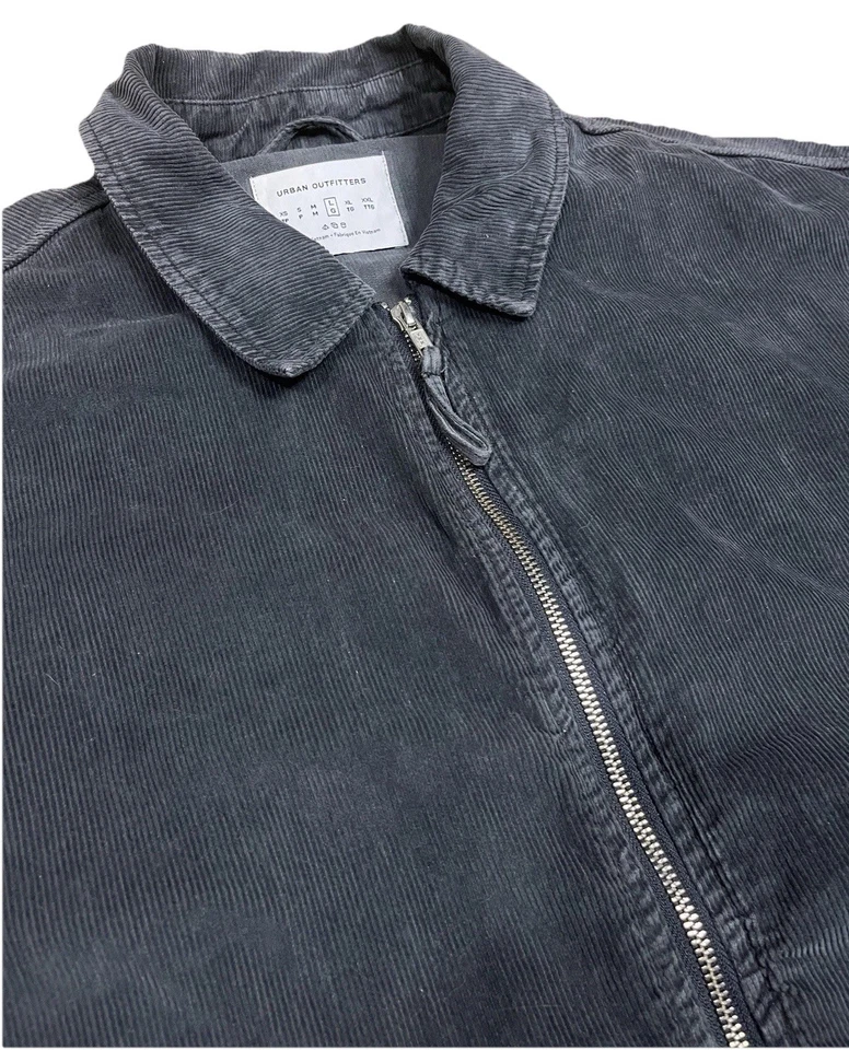 Urban Outfitters Corduroy Harrington Jacket Size L Gray Bomber Zip Up - Image 3 of 4