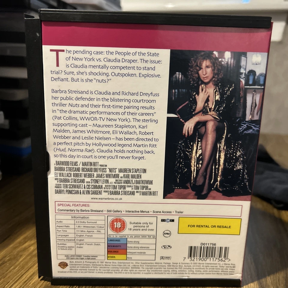 Nuts (DVD) 1987 Barbra Streisand Richard Dreyfuss court drama OOP - Image 2 of 3