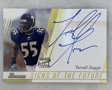 Terrell Suggs 2003 Bowman Signs Of The Future Rookie Autograph #SF-TS On-Card!. rookie card picture